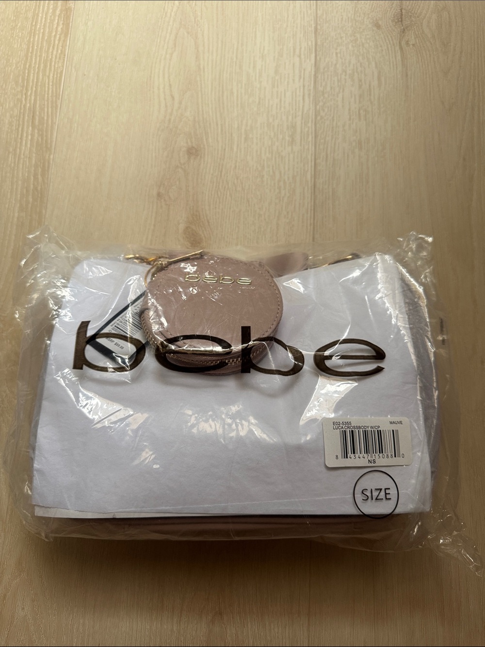 bebe Pink Crossbody Bag with Matching Coin Pouch and Gold Hardware